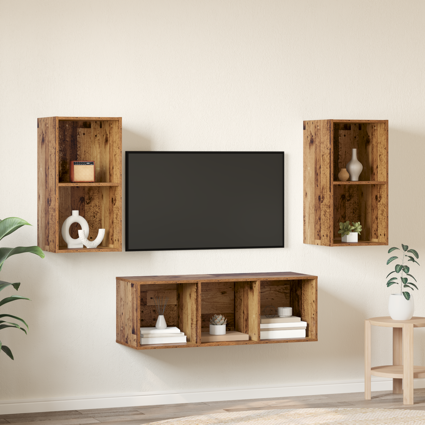 TV Cabinet Set 3 pcs Old wood 37 x 37 x 107 cm Engineered Wood