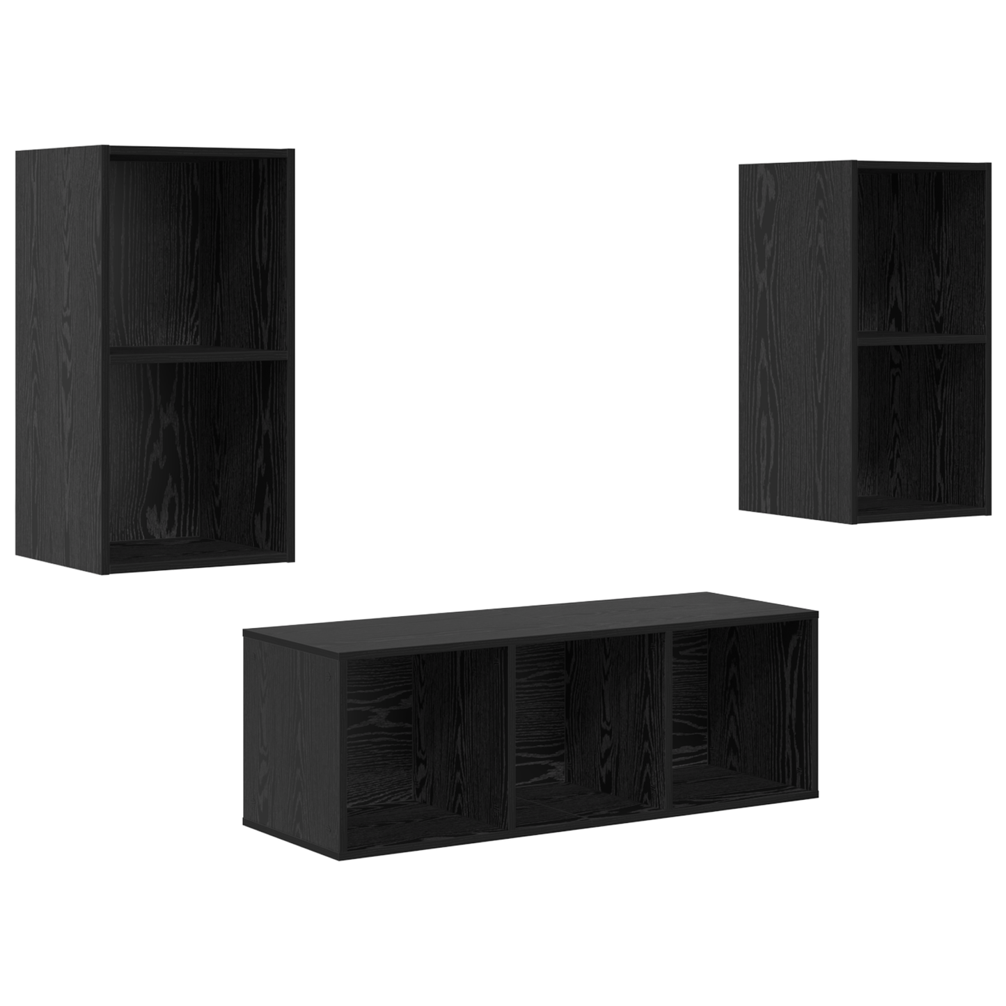 TV Cabinet Set 3 pcs Black oak 37 x 37 x 107 cm Engineered Wood