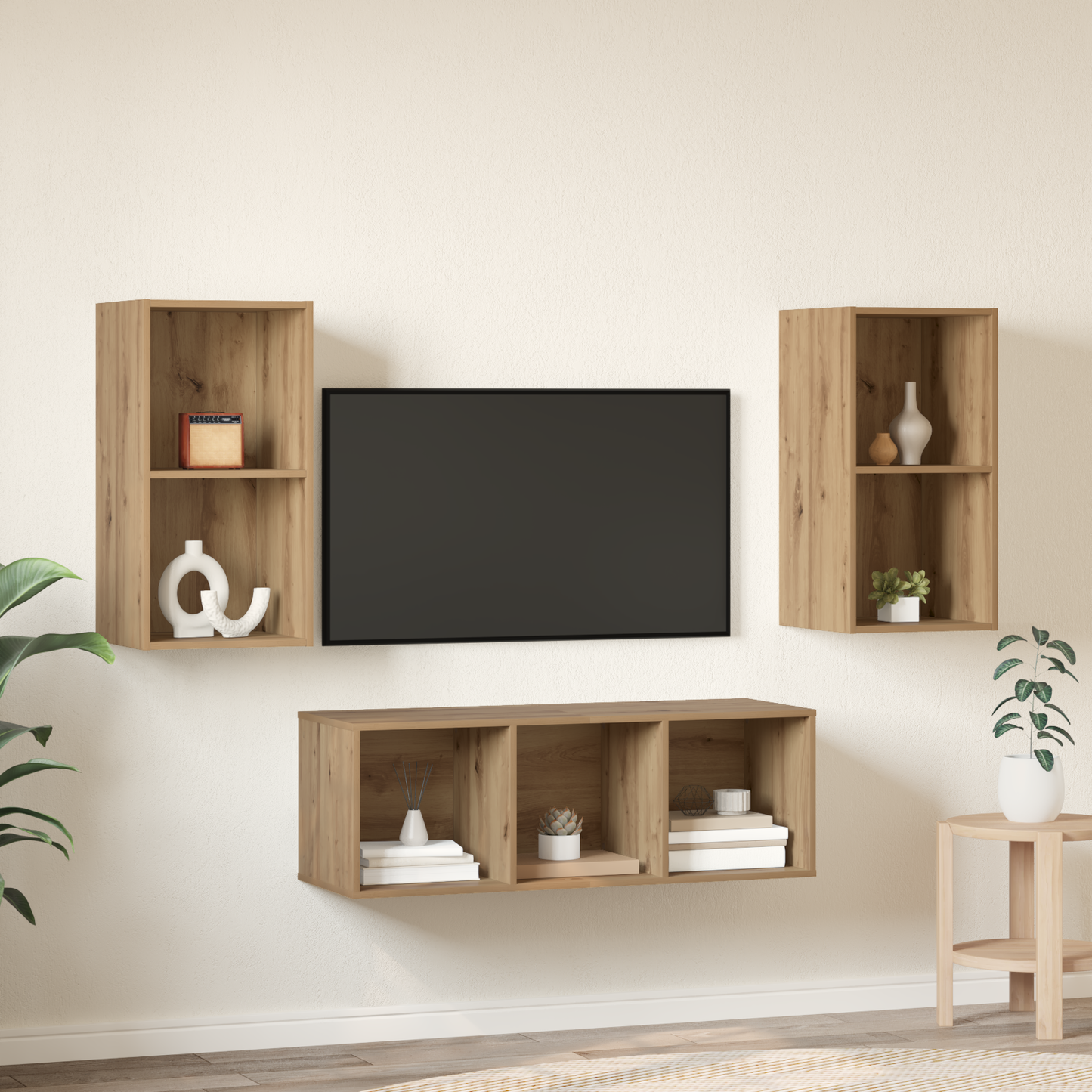 TV Cabinet Set Wall-mounted 3 pcs Artisan oak 37 x 37 x 107 cm