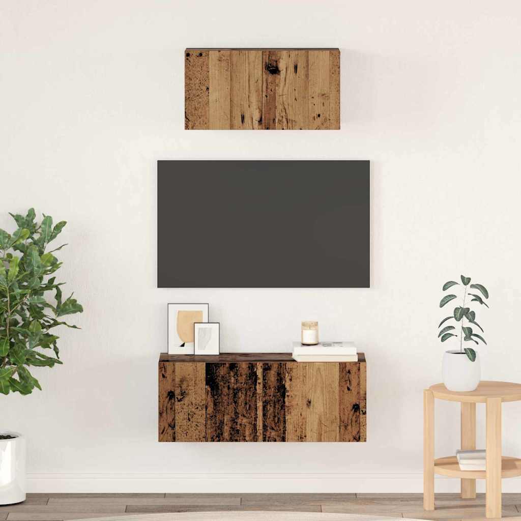 TV Cabinet Set 2 pcs Old wood 80 x 30 x 30 cm Engineered wood