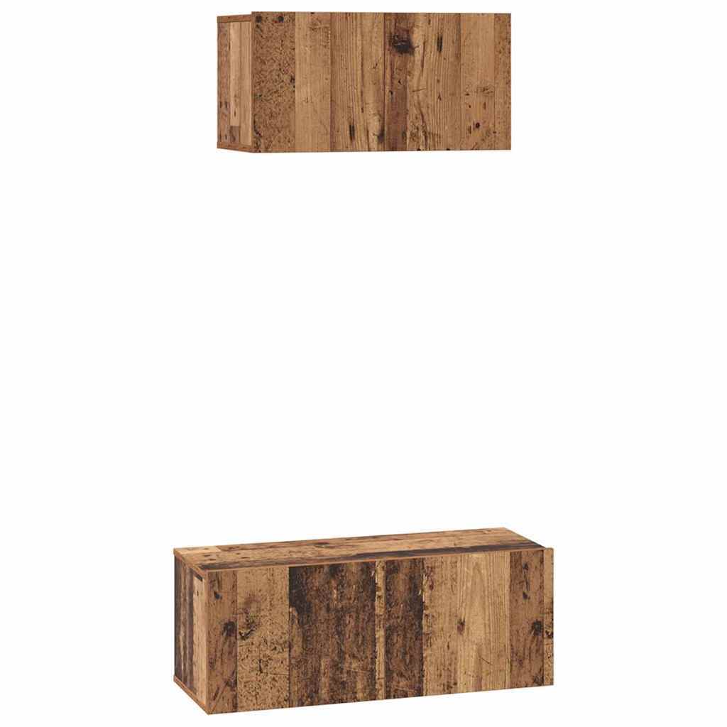 TV Cabinet Set 2 pcs Old wood 80 x 30 x 30 cm Engineered wood