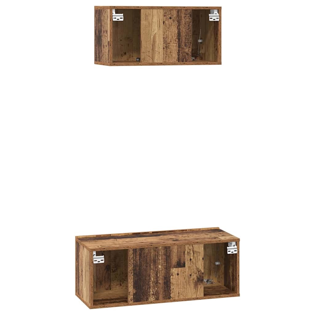TV Cabinet Set 2 pcs Old wood 80 x 30 x 30 cm Engineered wood