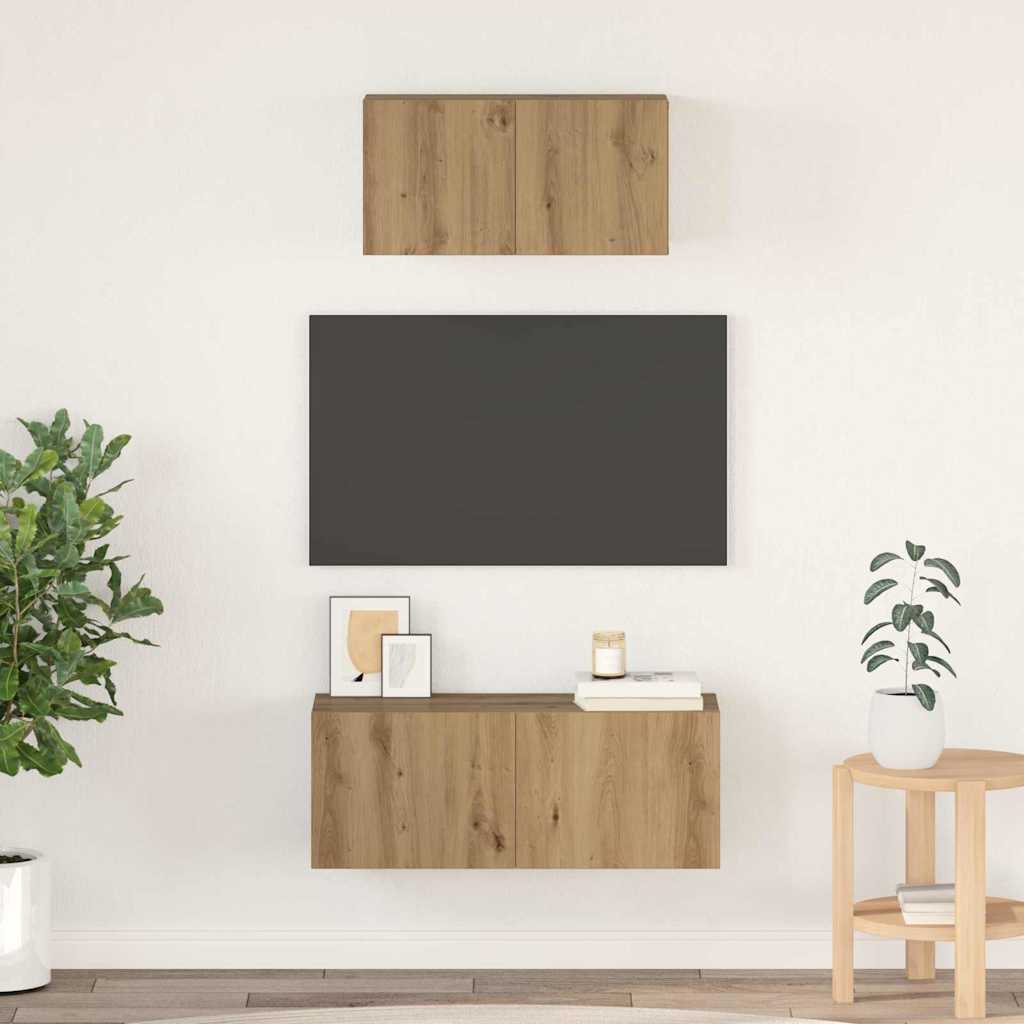 TV Cabinet Set Wall-mounted 2 pcs Artisan oak 80 x 30 x 30 cm