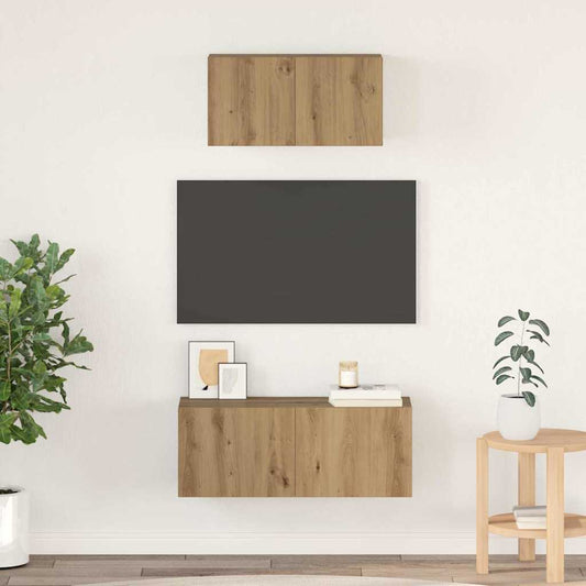 TV Cabinet Set Wall-mounted 2 pcs Artisan oak 80 x 30 x 30 cm