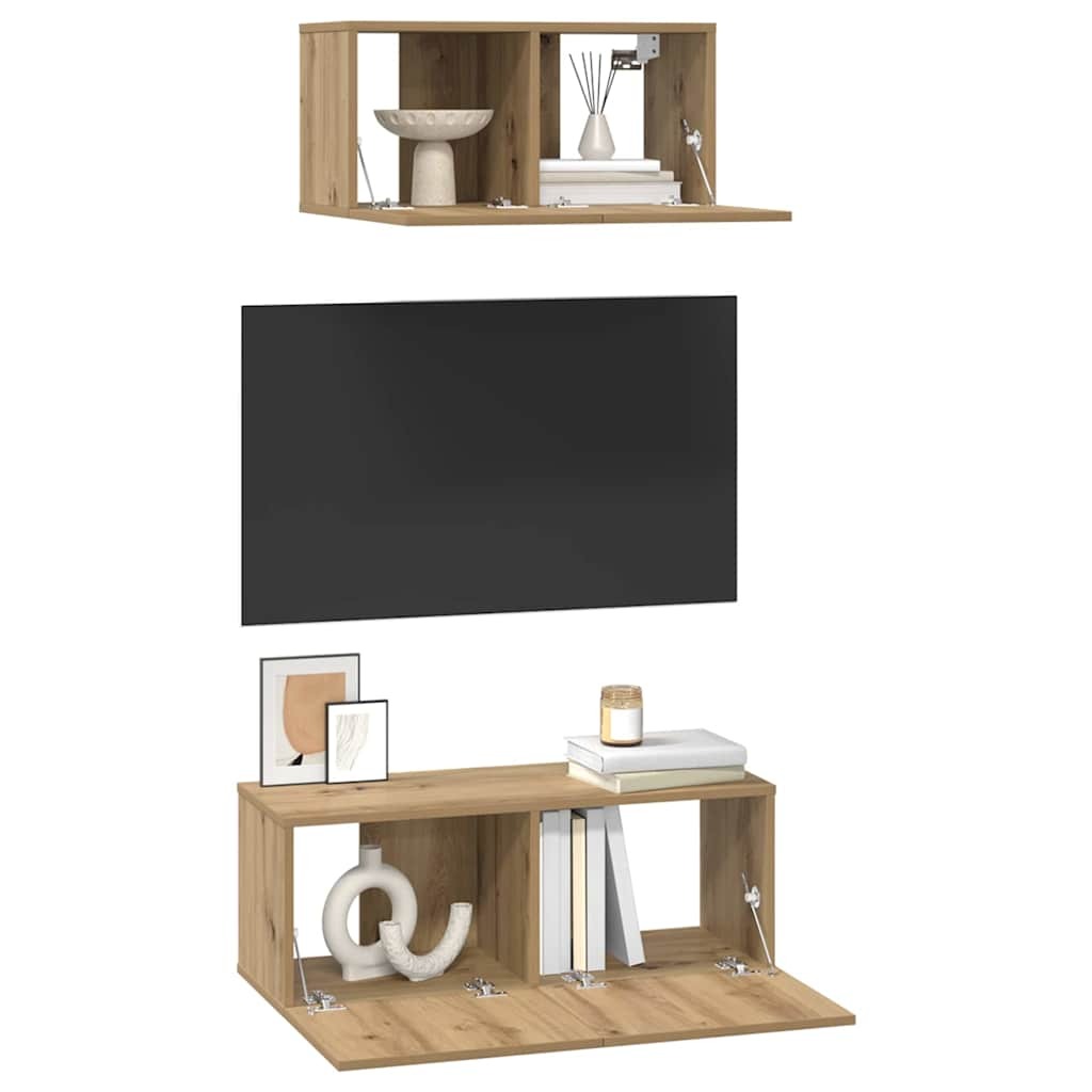 TV Cabinet Set Wall-mounted 2 pcs Artisan oak 80 x 30 x 30 cm