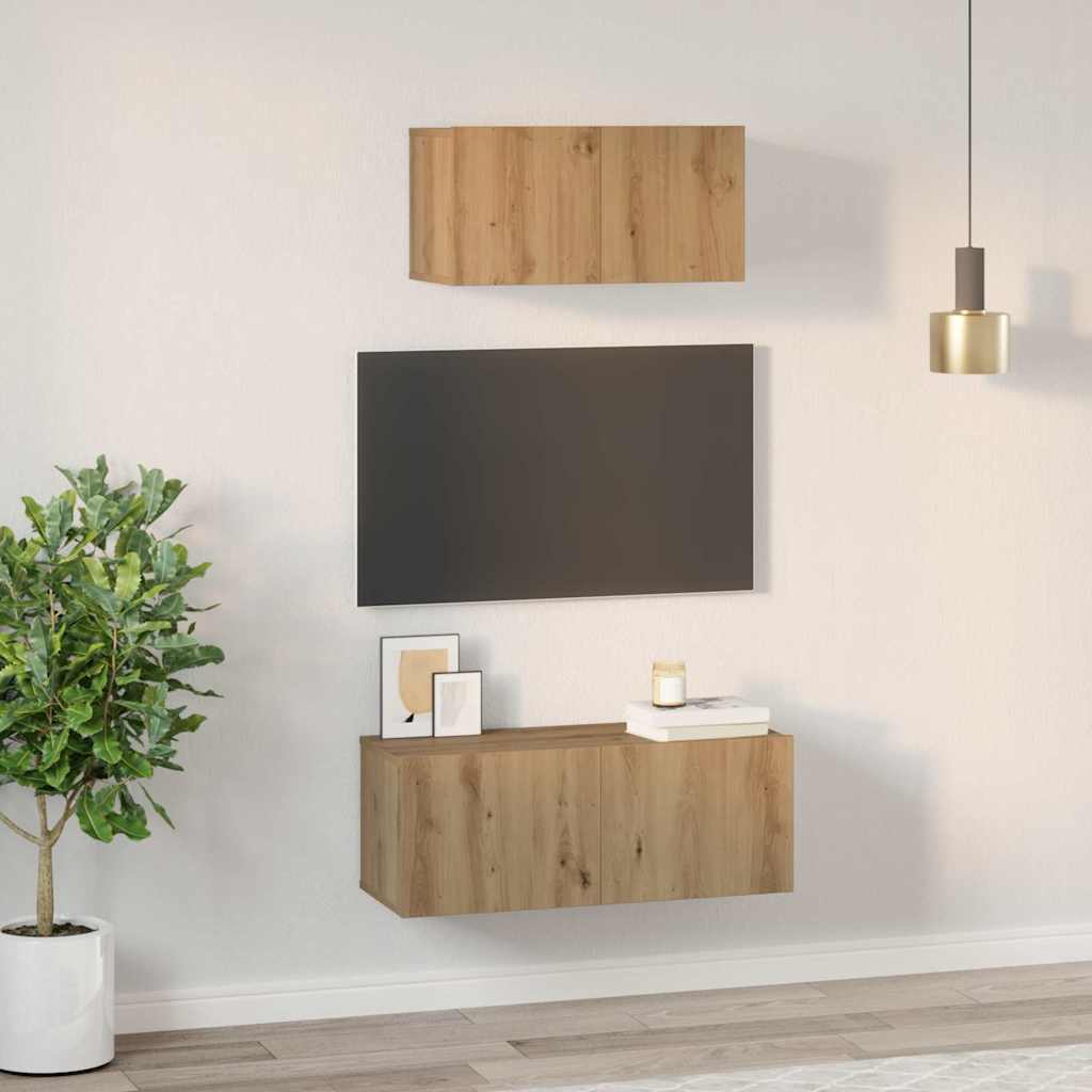 TV Cabinet Set Wall-mounted 2 pcs Artisan oak 80 x 30 x 30 cm