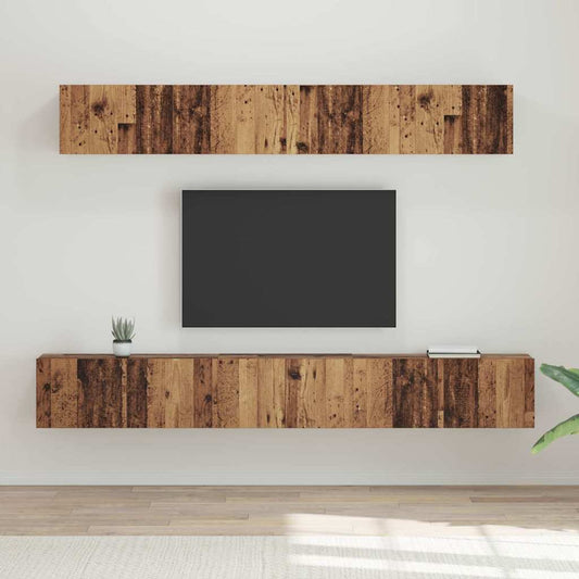 TV Cabinet Set 5 pcs Old wood Medium Engineered wood