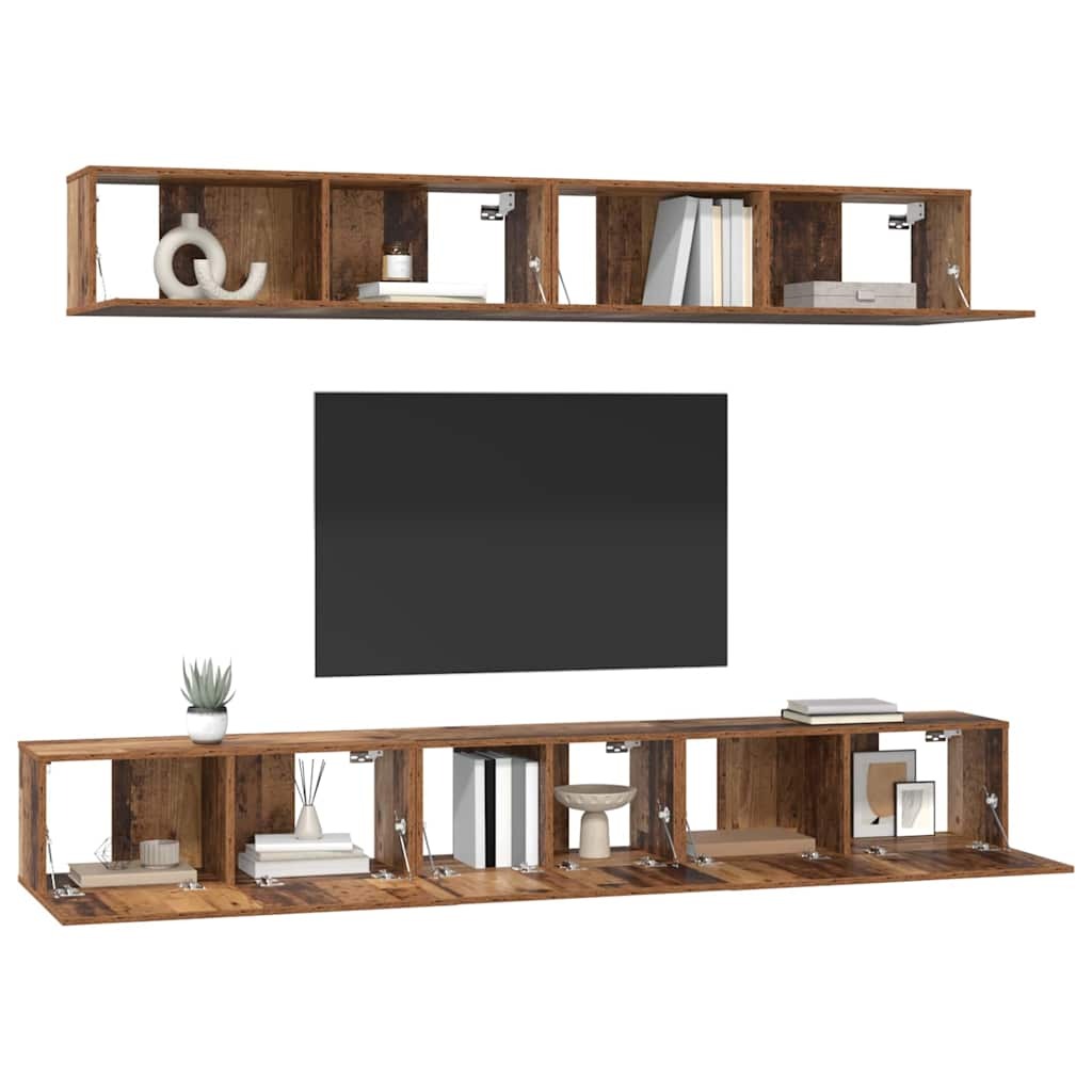 TV Cabinet Set 5 pcs Old wood Medium Engineered wood