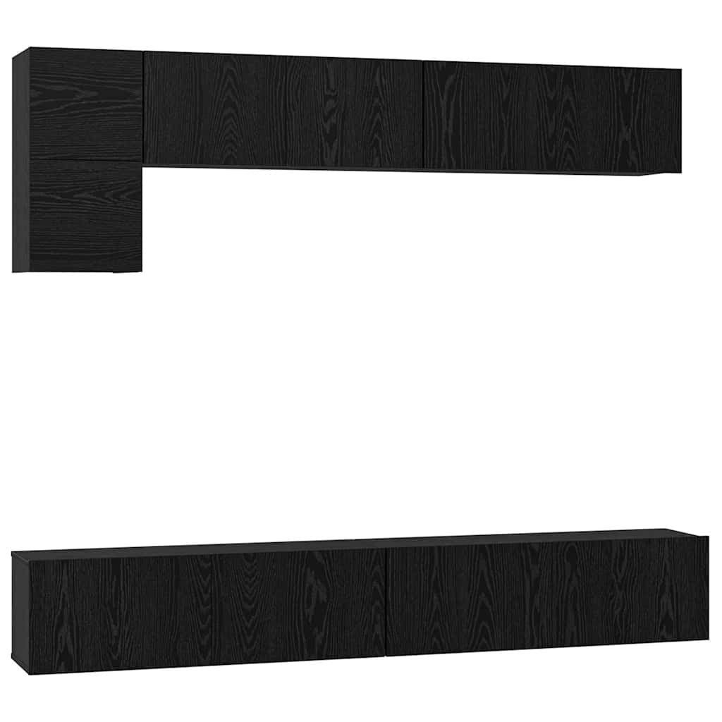 TV Cabinet Set Wall-mounted 5 pcs Black Oak
