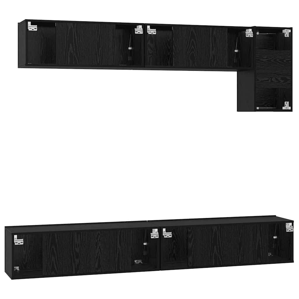 TV Cabinet Set Wall-mounted 5 pcs Black Oak