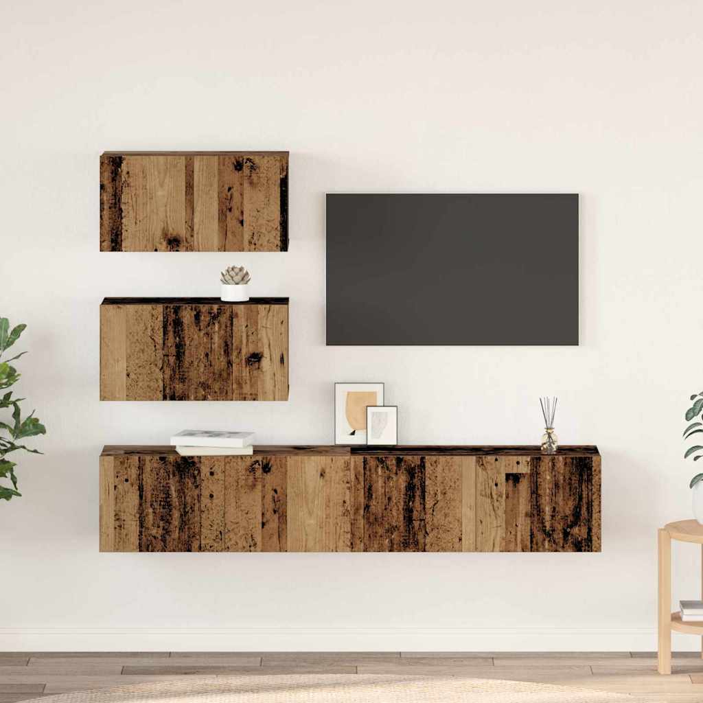 TV Cabinet Set 4 pcs Old wood 80 x 30 x 30 cm Engineered wood
