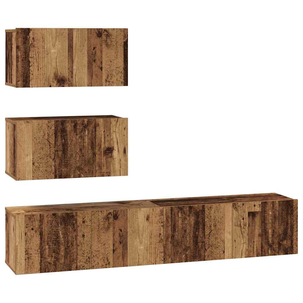 TV Cabinet Set 4 pcs Old wood 80 x 30 x 30 cm Engineered wood