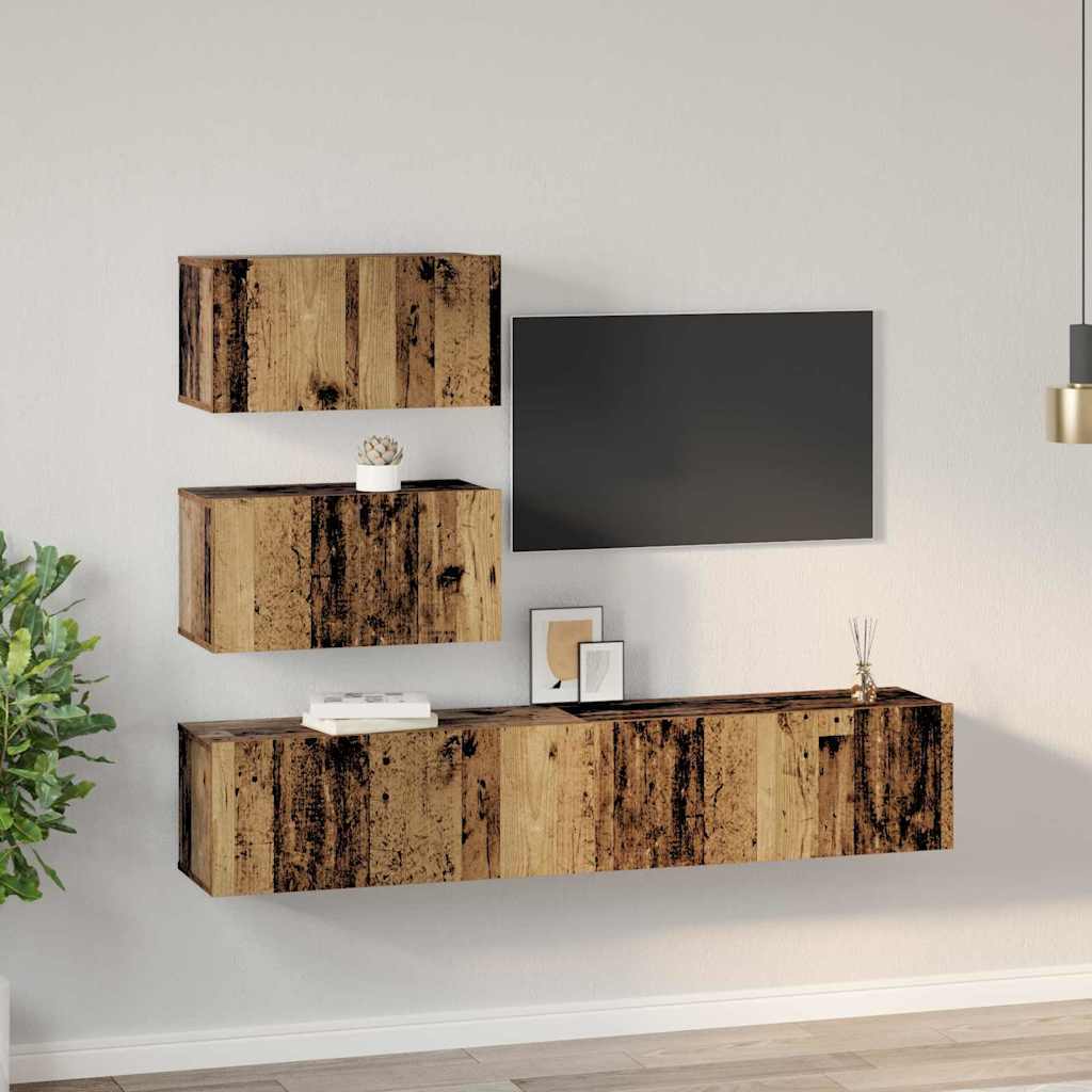 TV Cabinet Set 4 pcs Old wood 80 x 30 x 30 cm Engineered wood