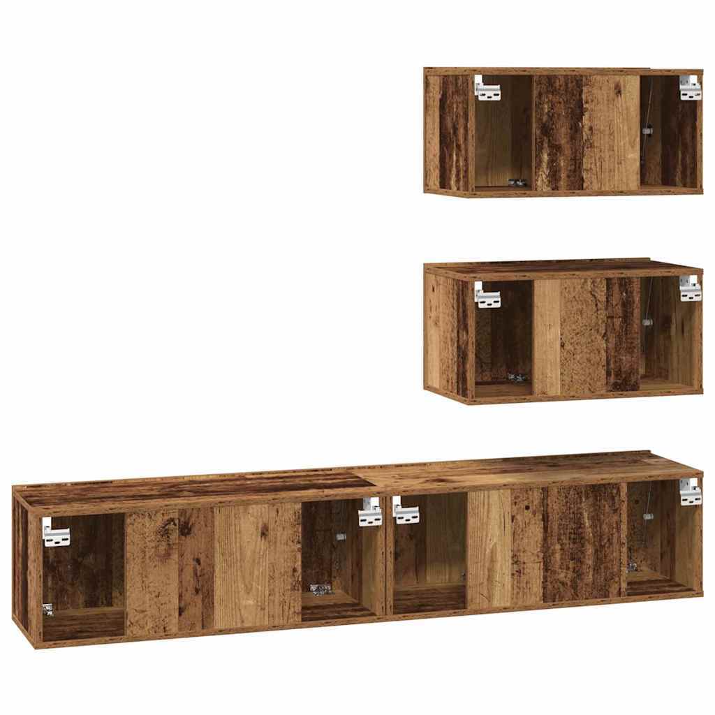 TV Cabinet Set 4 pcs Old wood 80 x 30 x 30 cm Engineered wood