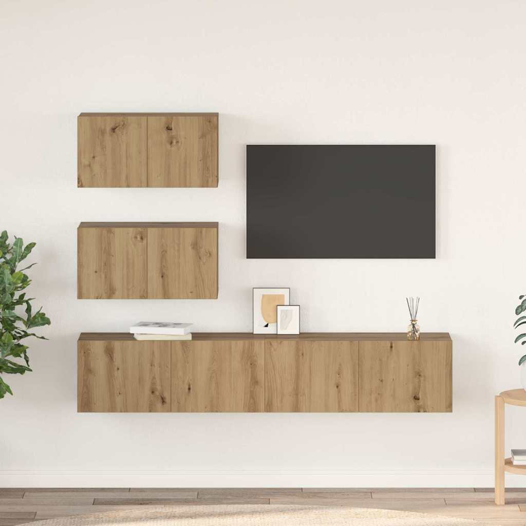 TV Cabinet Set Wall-mounted 4 pcs Artisan oak 80 x 30 x 30 cm