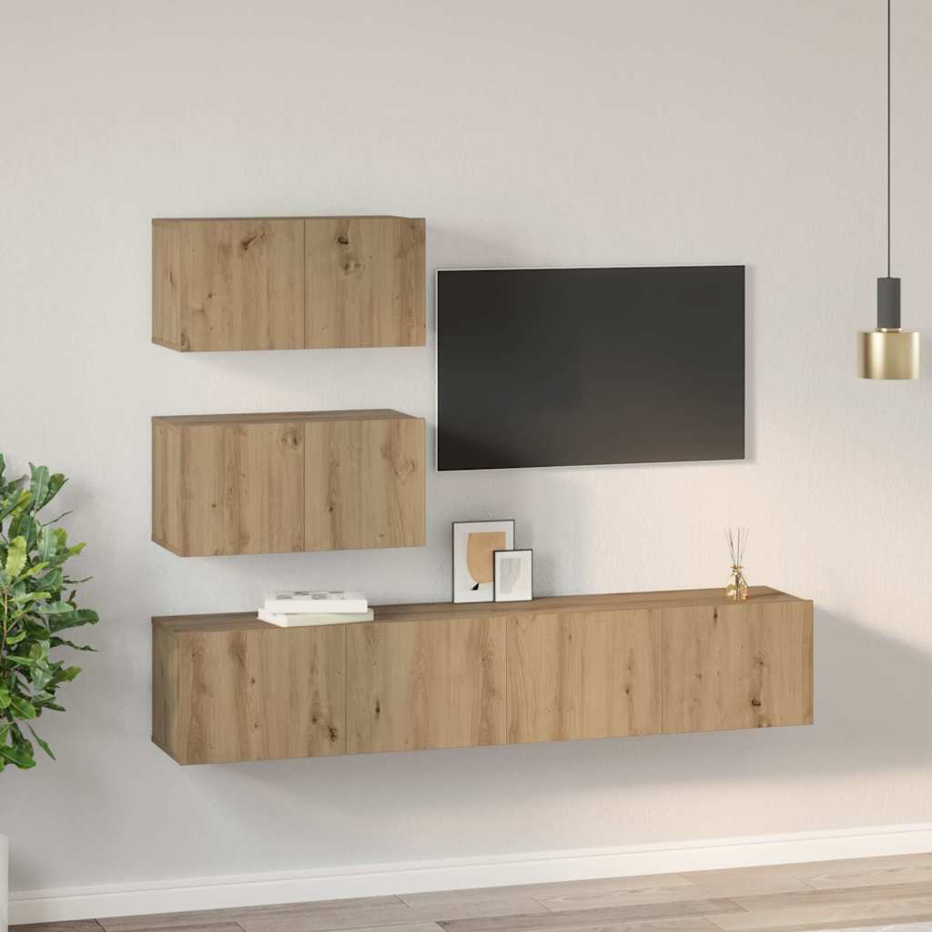 TV Cabinet Set Wall-mounted 4 pcs Artisan oak 80 x 30 x 30 cm