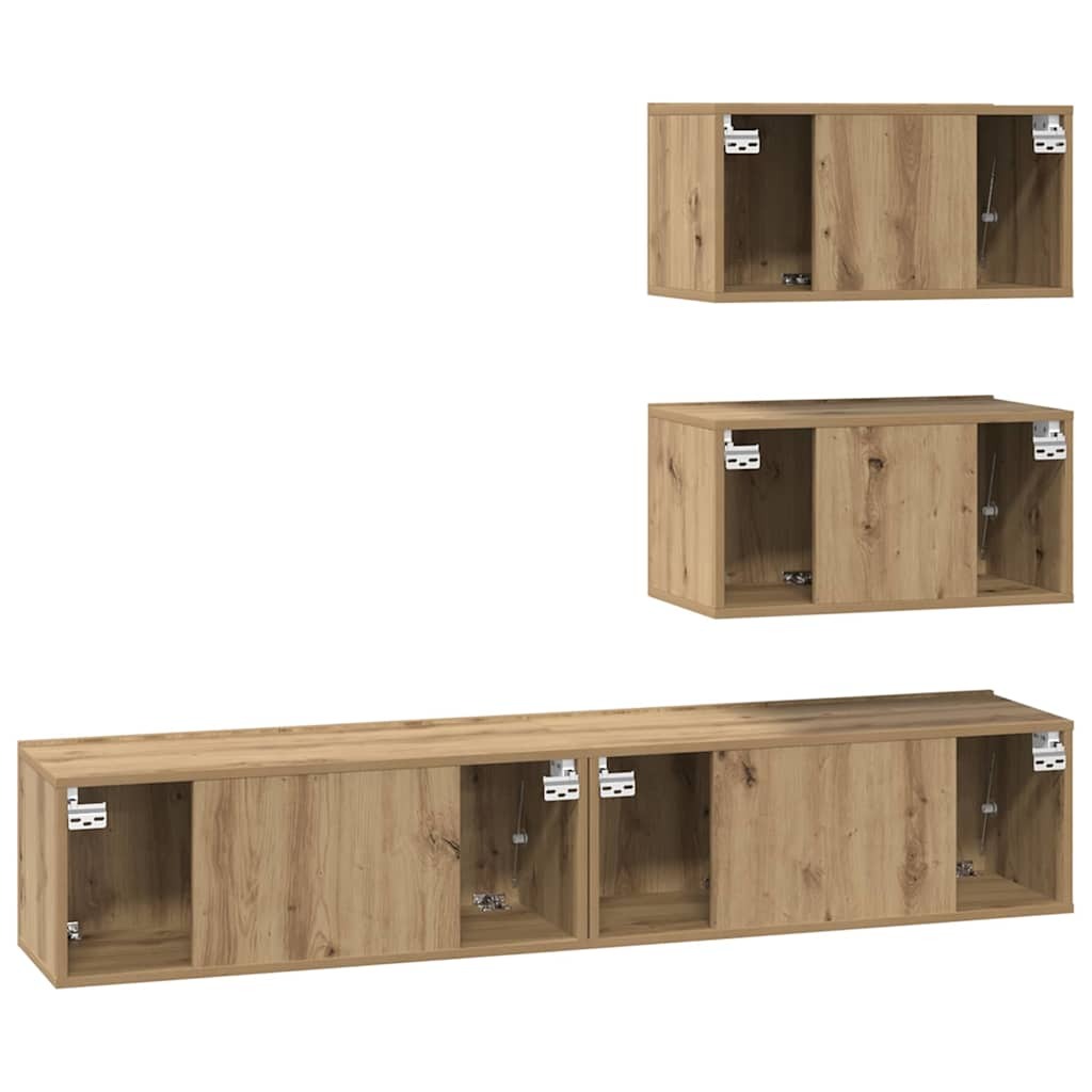 TV Cabinet Set Wall-mounted 4 pcs Artisan oak 80 x 30 x 30 cm