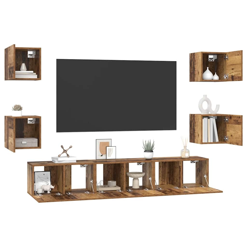 TV Cabinet Set 7 pcs Old wood 60 x 30 x 30 cm Engineered Wood
