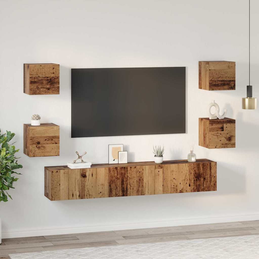 TV Cabinet Set 7 pcs Old wood 60 x 30 x 30 cm Engineered Wood
