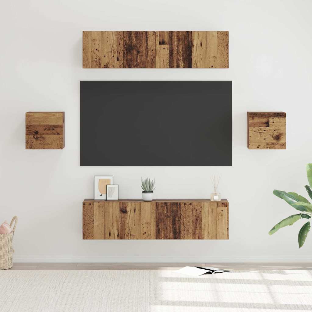 TV Cabinet Set 6 pcs Old wood 60 x 30 x 30 cm Engineered wood