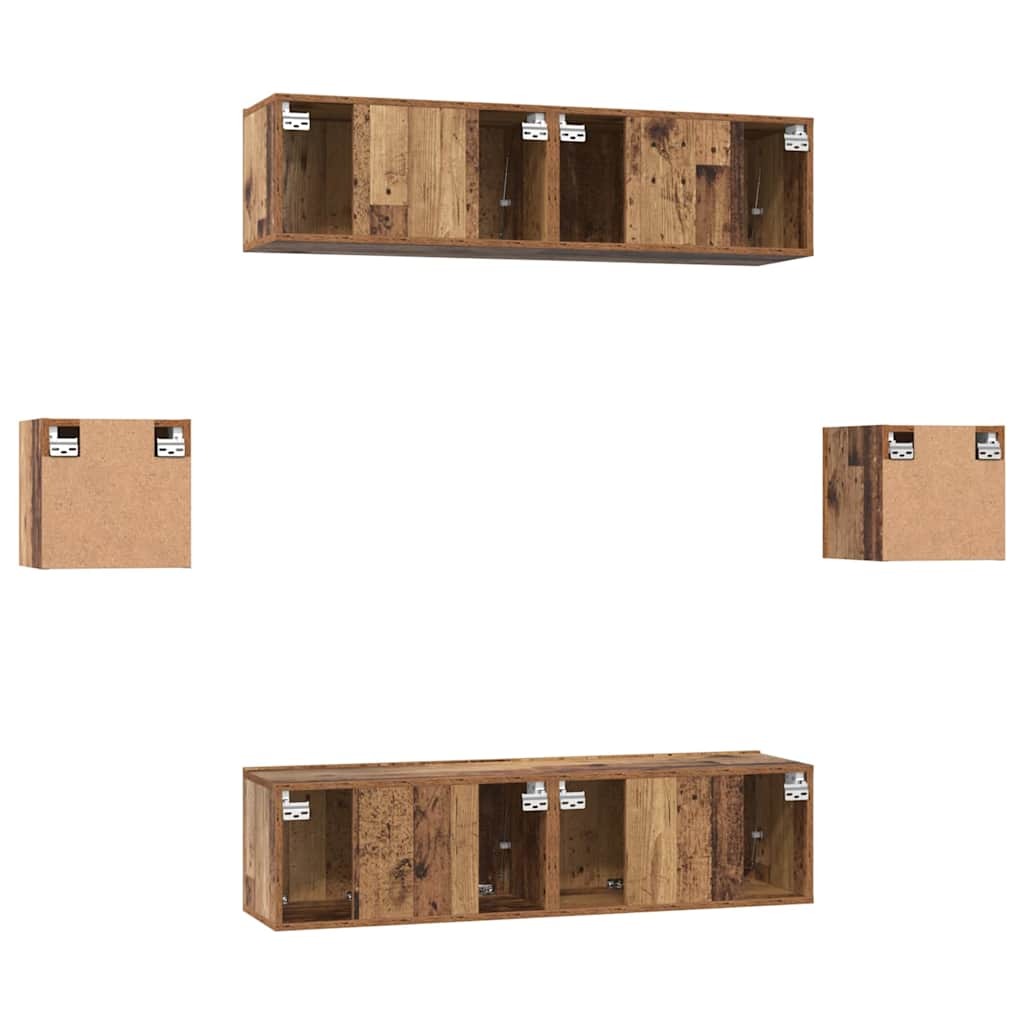 TV Cabinet Set 6 pcs Old wood 60 x 30 x 30 cm Engineered wood