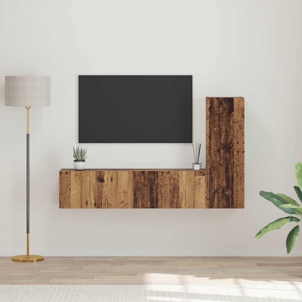 TV Cabinet Set 3 pcs Old wood 60 x 30 x 30 cm Engineered Wood
