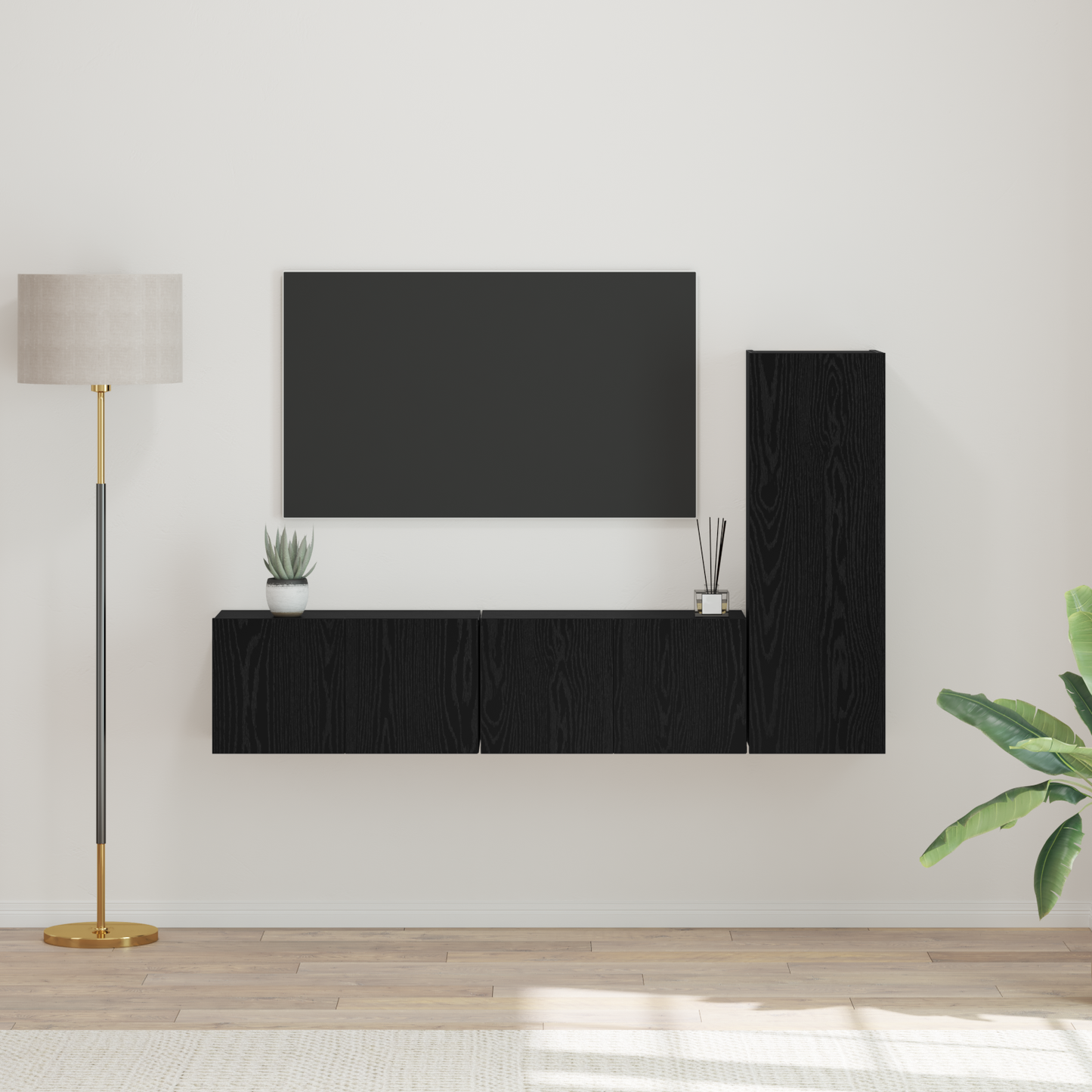 TV Cabinet Set 3 pcs Black oak 60 x 30 x 30 cm Engineered Wood