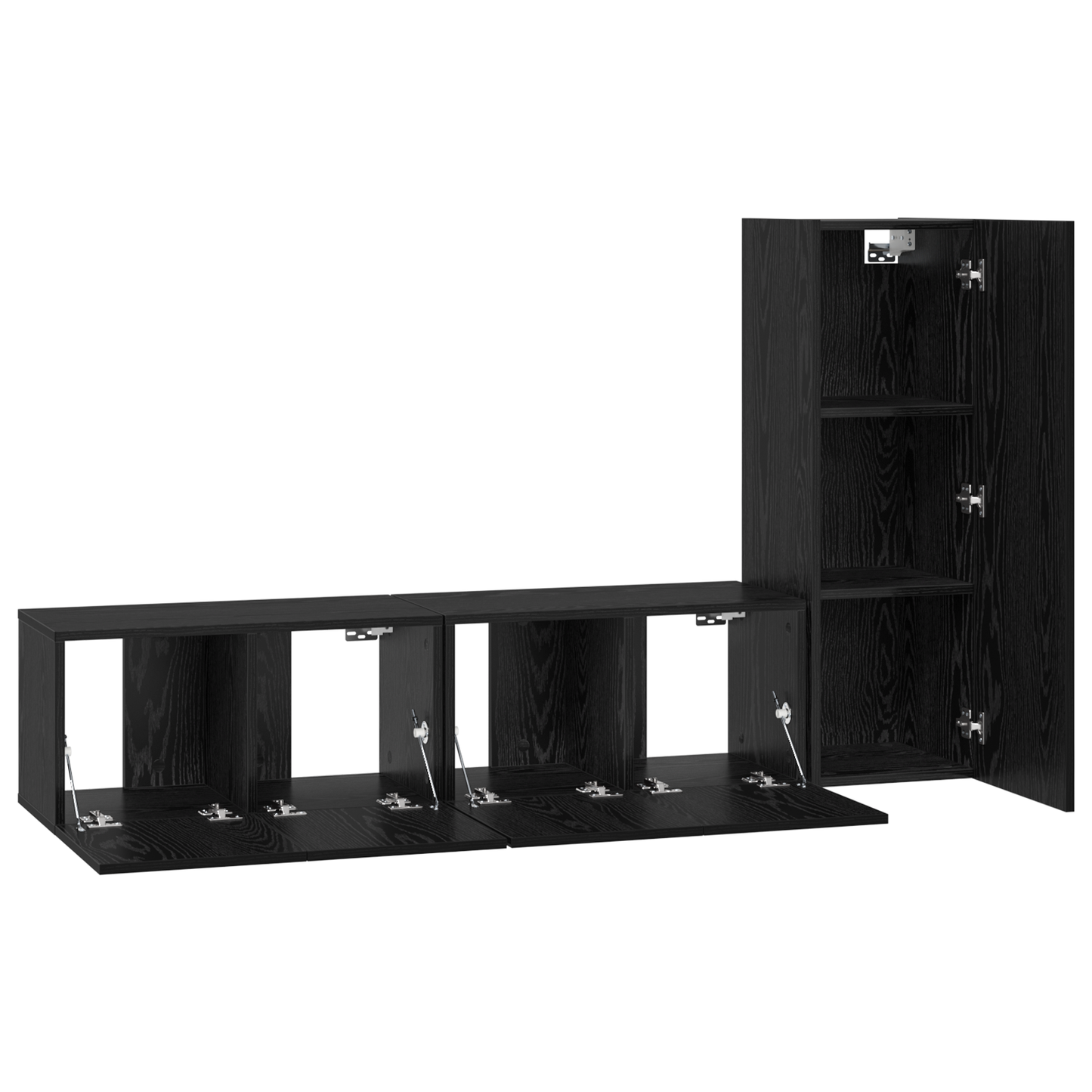 TV Cabinet Set 3 pcs Black oak 60 x 30 x 30 cm Engineered Wood