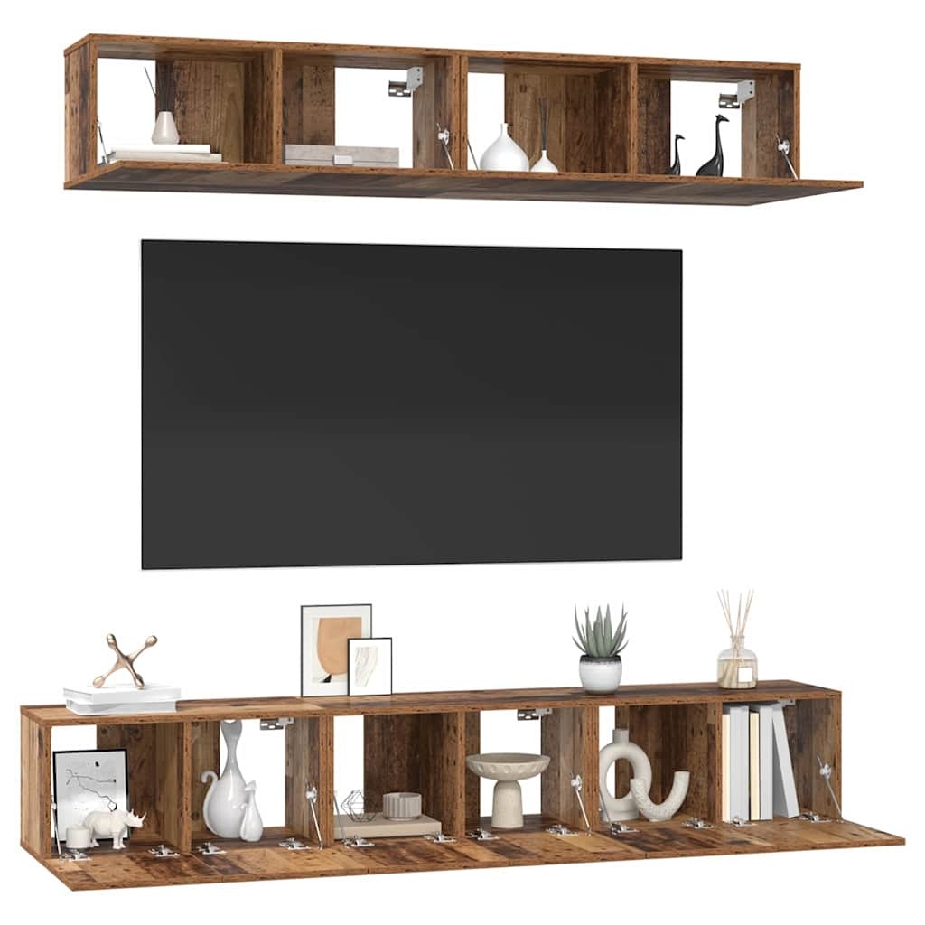 TV Cabinet Set 5 pcs Old wood Standard Medium Engineered wood