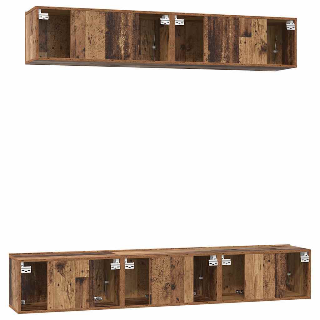 TV Cabinet Set 5 pcs Old wood Standard Medium Engineered wood