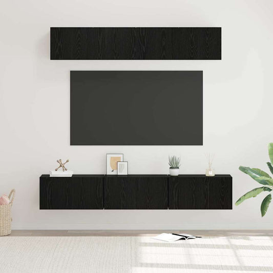 TV Cabinet Set 5 pcs Black Oak Medium 80 x 30 x 30.5 cm