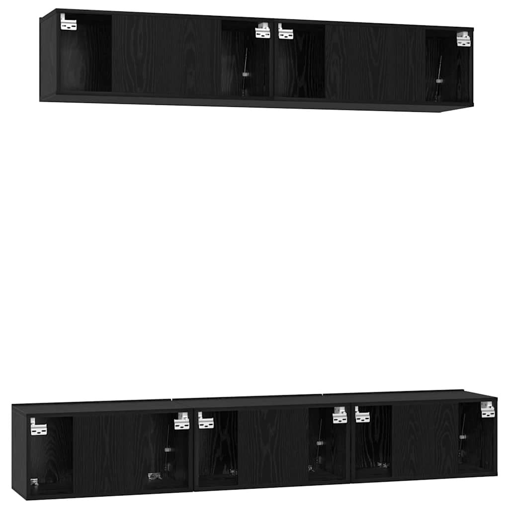 TV Cabinet Set 5 pcs Black Oak Medium 80 x 30 x 30.5 cm