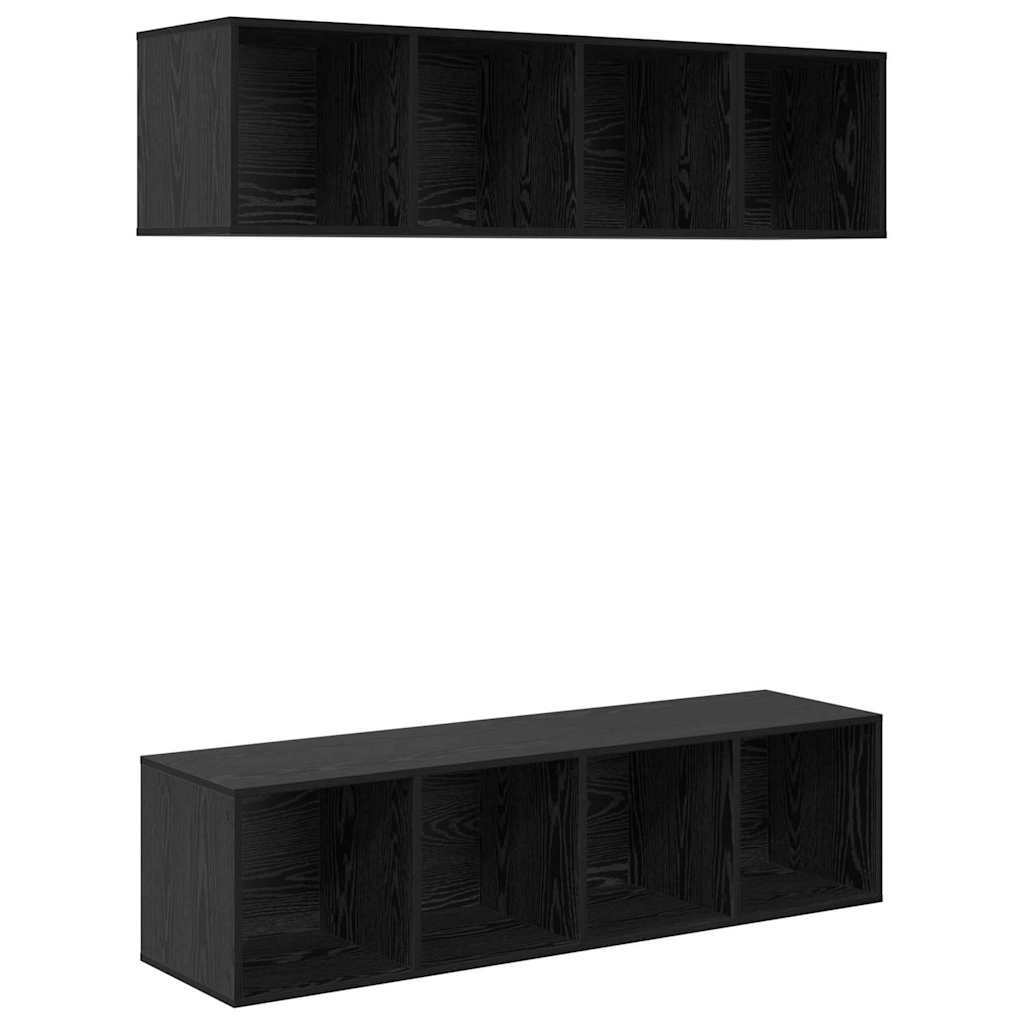 TV Cabinet Set Black oak Engineered wood