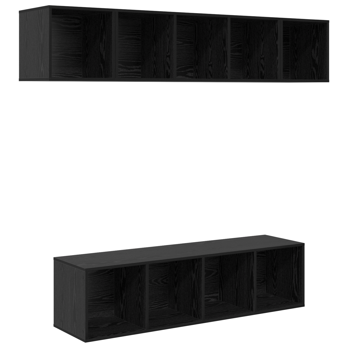 TV Cabinet Set Wall-mounted 4 pcs Black oak 37 x 37 x 142.5 cm