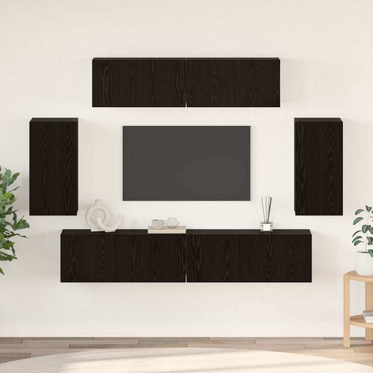 TV Cabinet Set 6 pcs Black oak 80 x 30 x 30 cm Engineered wood