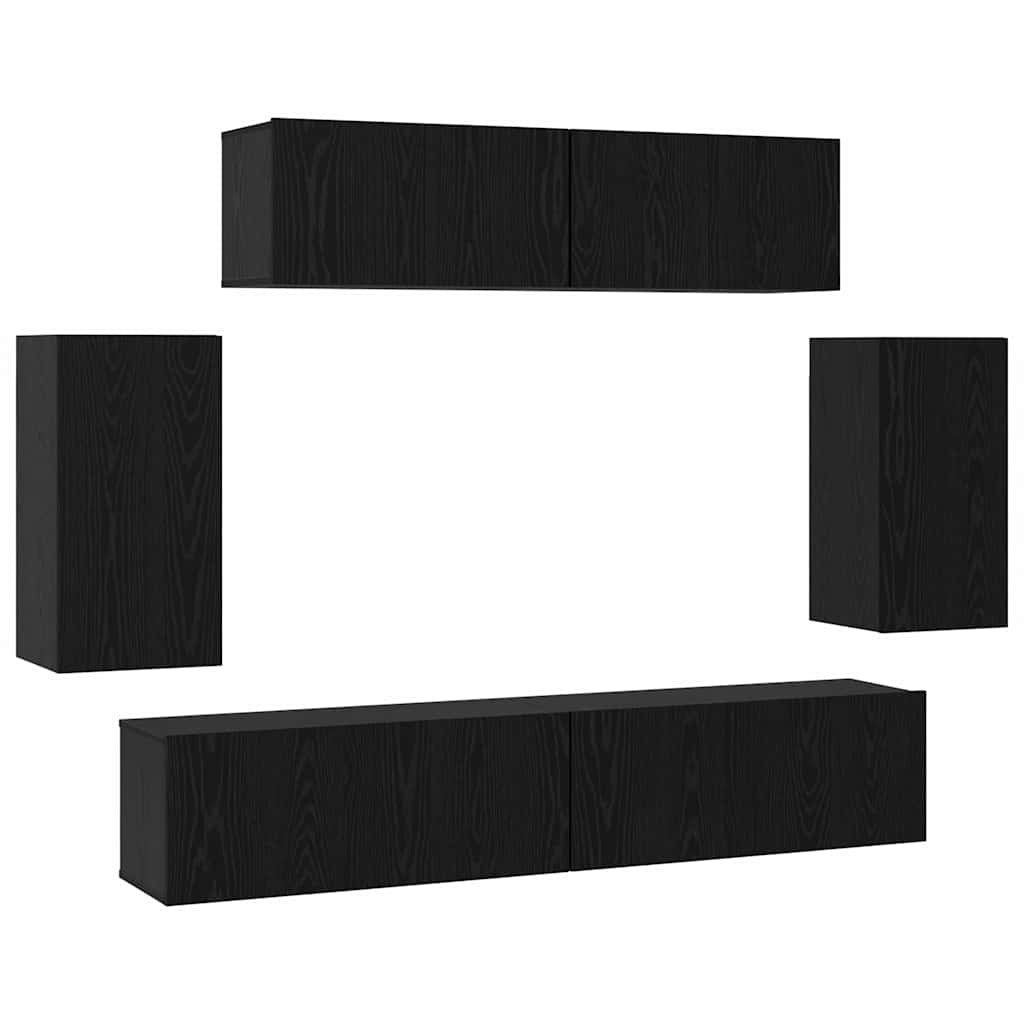 TV Cabinet Set 6 pcs Black oak 80 x 30 x 30 cm Engineered wood