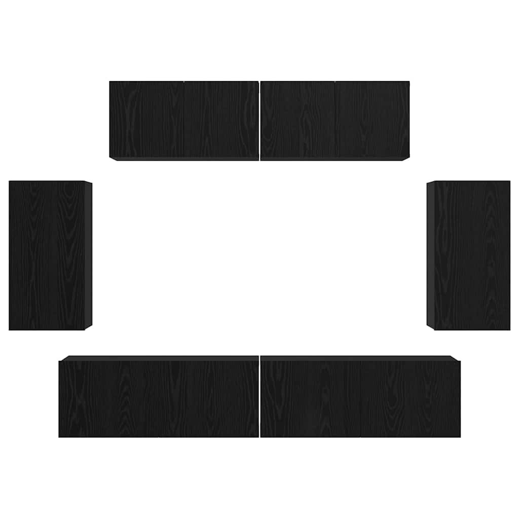 TV Cabinet Set 6 pcs Black oak 80 x 30 x 30 cm Engineered wood