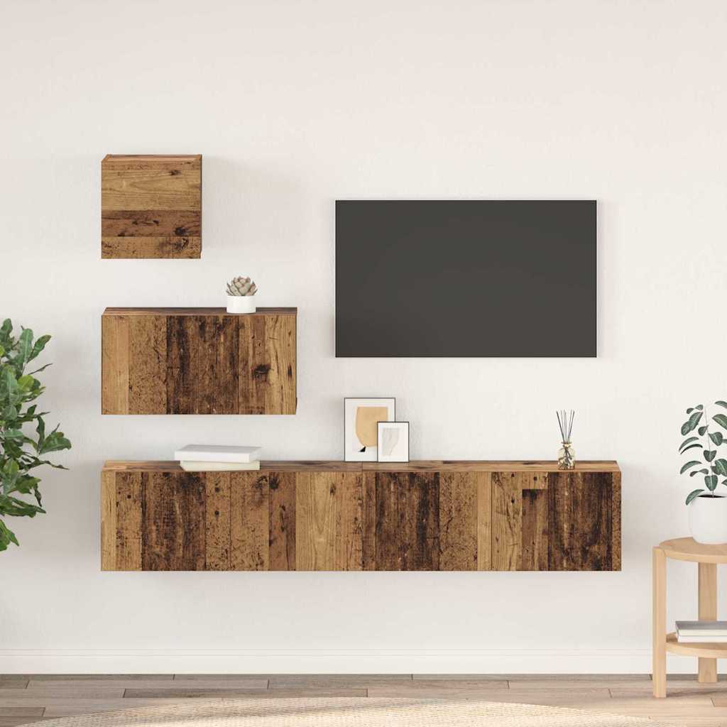 TV Cabinet Set 4 pcs Old wood 80 x 30 x 30 cm Engineered wood