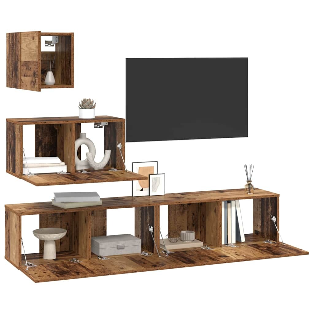 TV Cabinet Set 4 pcs Old wood 80 x 30 x 30 cm Engineered wood