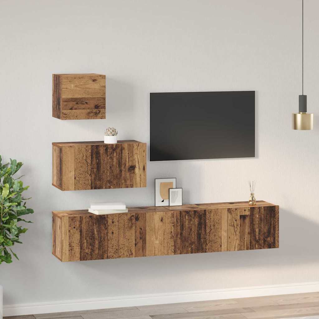 TV Cabinet Set 4 pcs Old wood 80 x 30 x 30 cm Engineered wood
