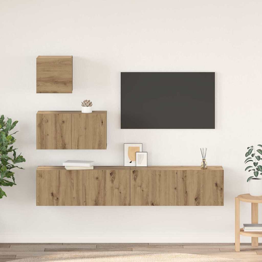 TV Cabinet Set Wall-mounted 4 pcs Artisan oak 80 x 30 x 30 cm