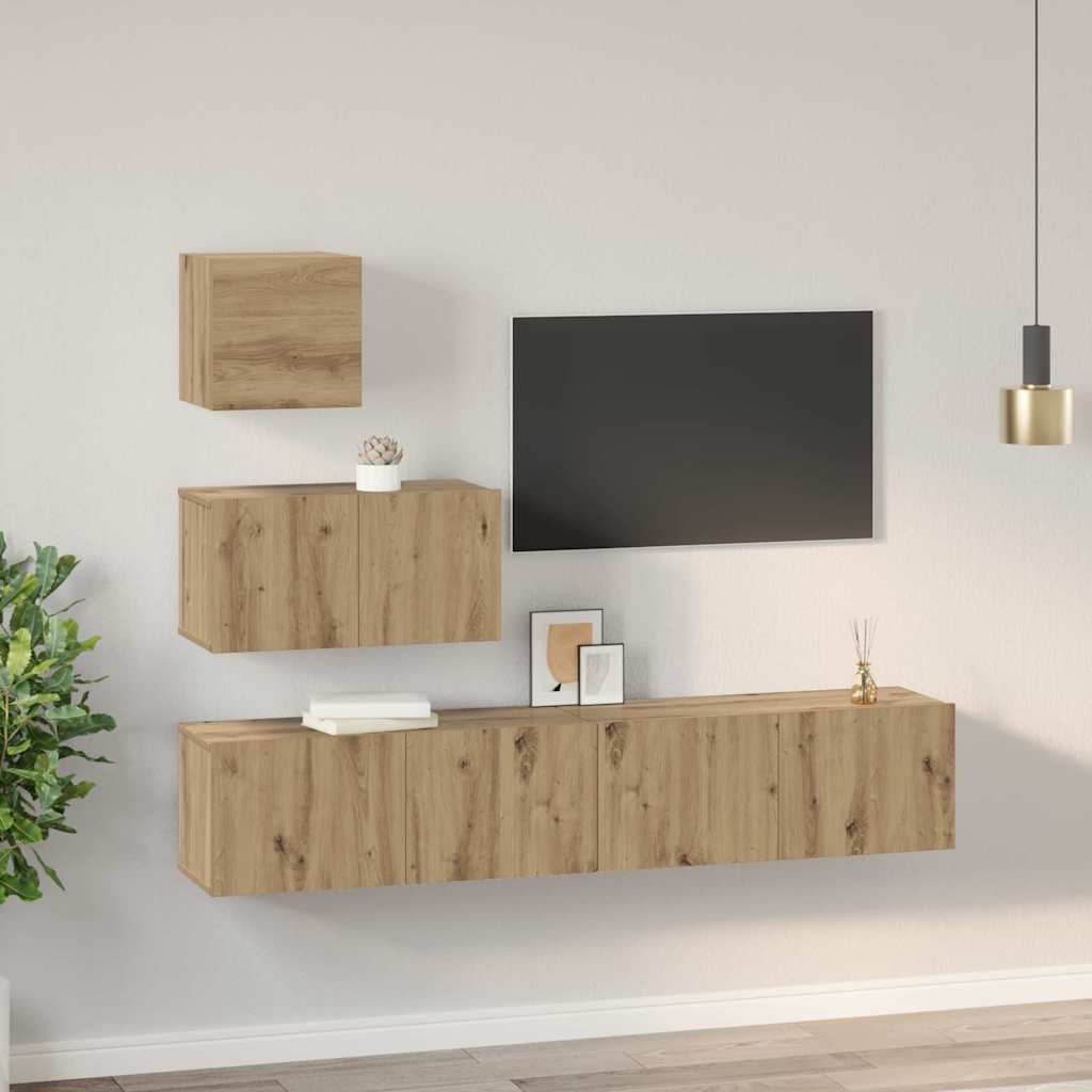 TV Cabinet Set Wall-mounted 4 pcs Artisan oak 80 x 30 x 30 cm