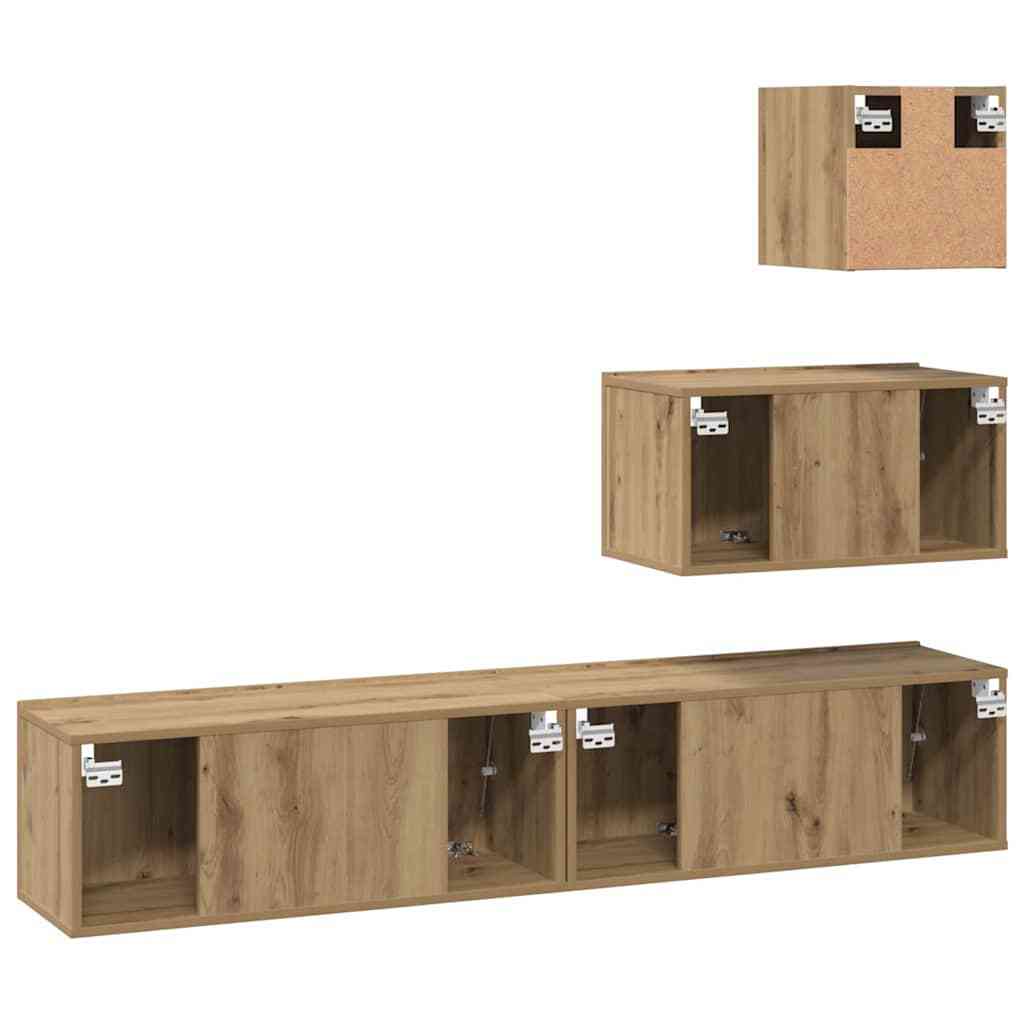TV Cabinet Set Wall-mounted 4 pcs Artisan oak 80 x 30 x 30 cm