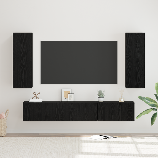 TV Cabinet Set 5 pcs Black oak Medium 30.5 x 30 x 90 cm