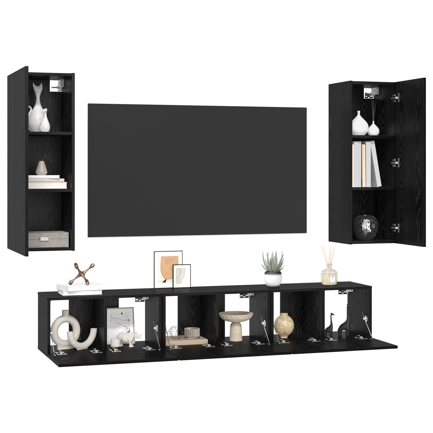 TV Cabinet Set 5 pcs Black oak Medium 30.5 x 30 x 90 cm