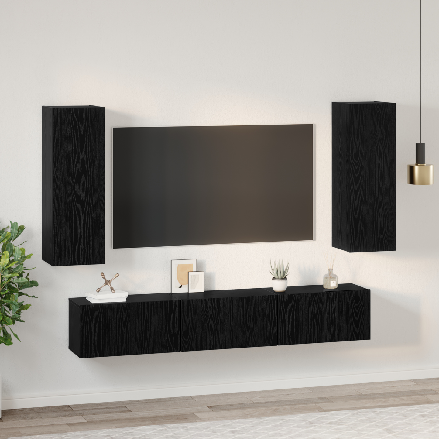 TV Cabinet Set 5 pcs Black oak Medium 30.5 x 30 x 90 cm