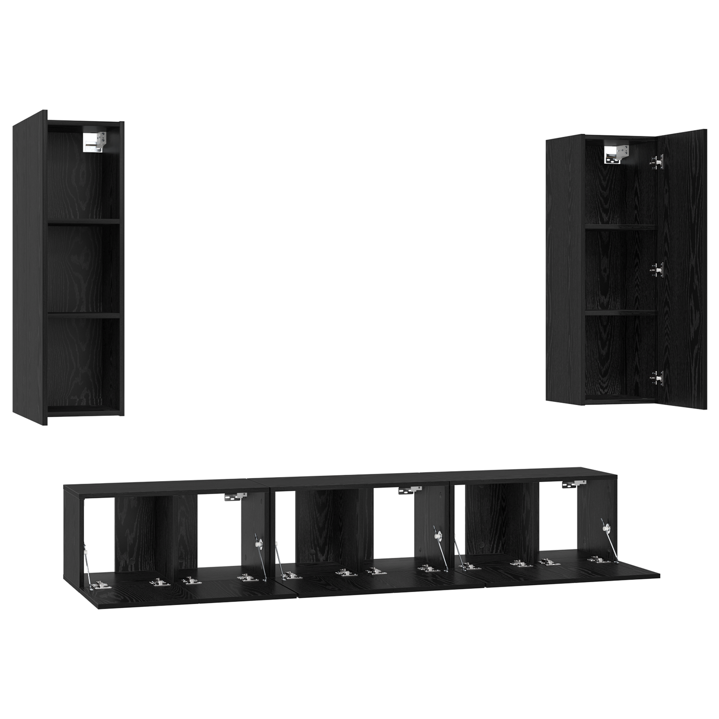 TV Cabinet Set 5 pcs Black oak Medium 30.5 x 30 x 90 cm