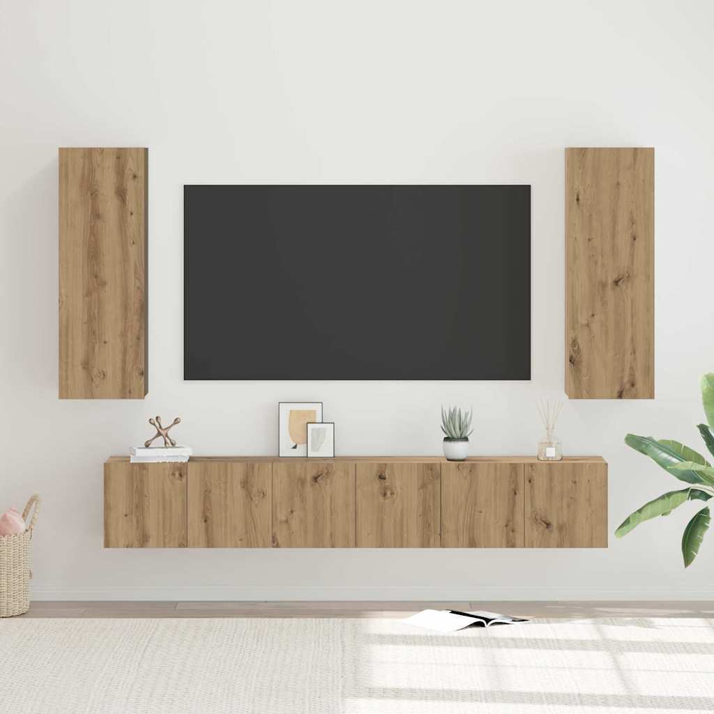 TV Cabinet Set Wall-mounted 5 pcs Artisan oak 30.5 x 30 x 90 cm