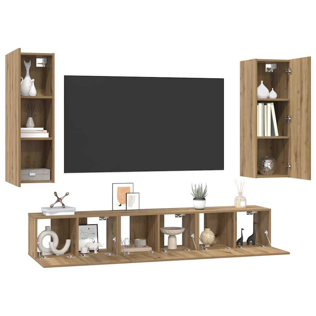 TV Cabinet Set Wall-mounted 5 pcs Artisan oak 30.5 x 30 x 90 cm