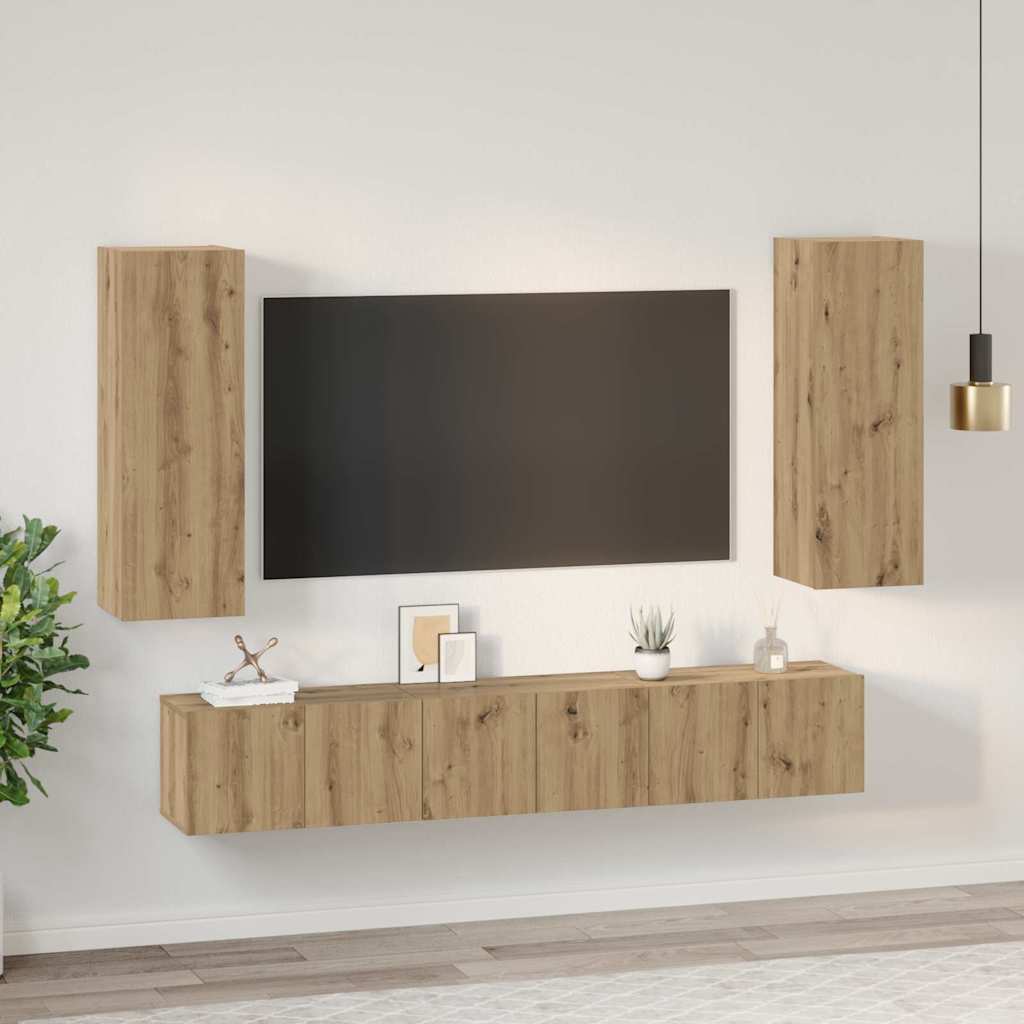 TV Cabinet Set Wall-mounted 5 pcs Artisan oak 30.5 x 30 x 90 cm